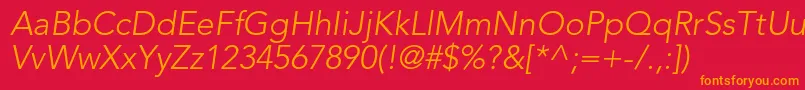 AvenirltstdLightoblique Font – Orange Fonts on Red Background