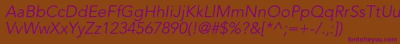 AvenirltstdLightoblique Font – Purple Fonts on Brown Background