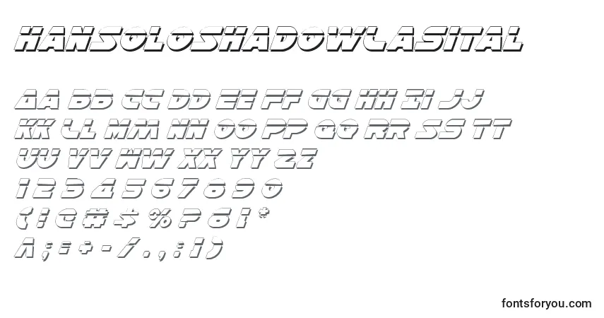 Schriftart HanSoloShadowLasital – Alphabet, Zahlen, spezielle Symbole