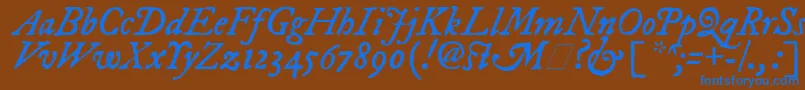 フォントImFellDwPicaItalic – 茶色の背景に青い文字