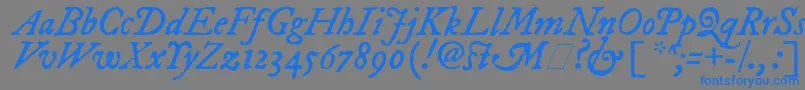 Weitere Informationen zur ImFellDwPicaItalic-Schriftart ImFellDwPicaItalic-Schriftart – Blaue Schriften auf grauem Hintergrund