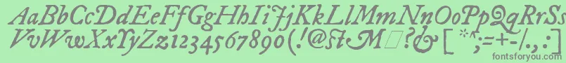 ImFellDwPicaItalic-Schriftart – Graue Schriften auf grünem Hintergrund