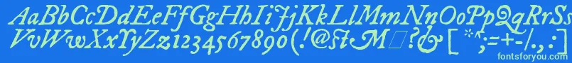 Шрифт ImFellDwPicaItalic – зелёные шрифты на синем фоне