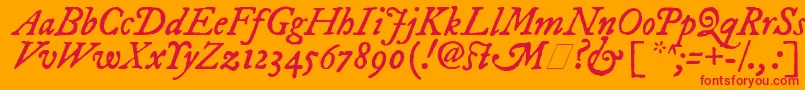 Czcionka ImFellDwPicaItalic – czerwone czcionki na pomarańczowym tle