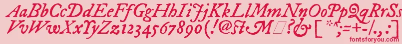 ImFellDwPicaItalic-Schriftart – Rote Schriften auf rosa Hintergrund