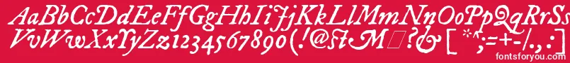 Czcionka ImFellDwPicaItalic – białe czcionki na czerwonym tle