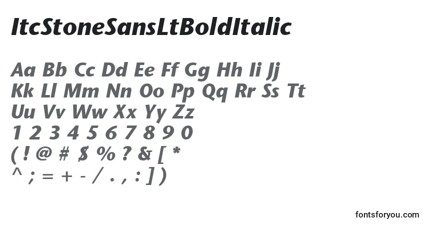 Czcionka ItcStoneSansLtBoldItalic – alfabet, cyfry, specjalne znaki
