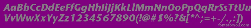 Fonte ItcStoneSansLtBoldItalic – fontes cinzas em um fundo violeta