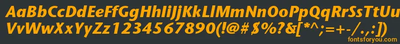 ItcStoneSansLtBoldItalic-Schriftart – Orangefarbene Schriften auf schwarzem Hintergrund