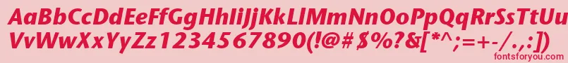 Czcionka ItcStoneSansLtBoldItalic – czerwone czcionki na różowym tle