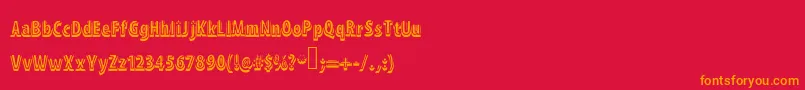 フォントShadowm – 赤い背景にオレンジの文字