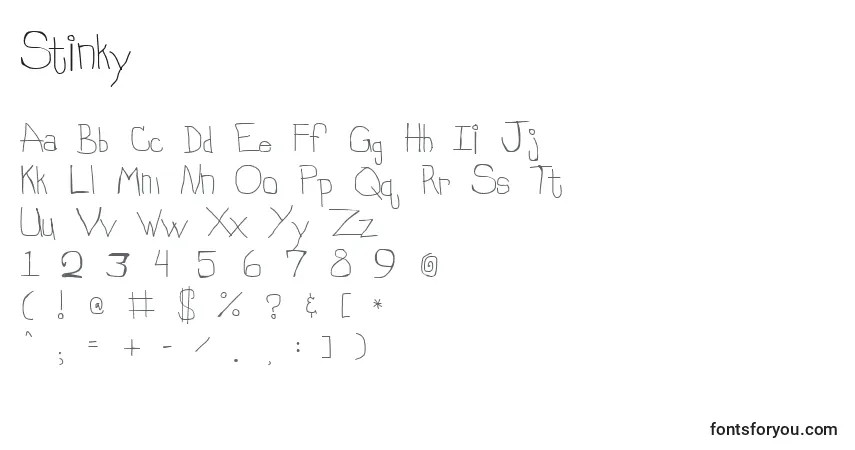 Шрифт Stinky – алфавит, цифры, специальные символы
