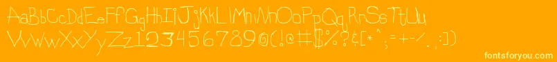 Stinky-Schriftart – Gelbe Schriften auf orangefarbenem Hintergrund