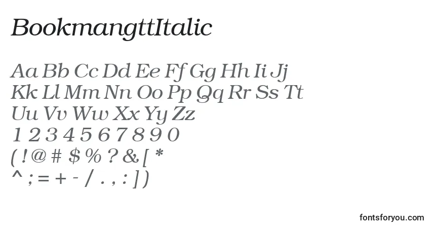 Schriftart BookmangttItalic – Alphabet, Zahlen, spezielle Symbole