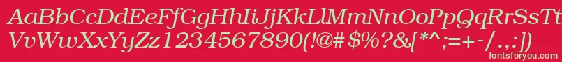 フォントBookmangttItalic – 赤い背景に緑の文字