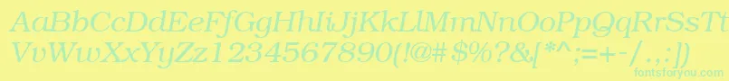 BookmangttItalic Font – Green Fonts on Yellow Background