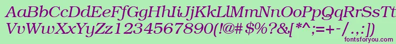BookmangttItalic Font – Purple Fonts on Green Background
