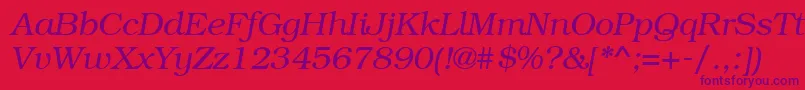 BookmangttItalic-fontti – violetit fontit punaisella taustalla