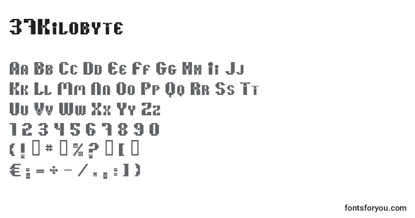 A fonte 37Kilobyte – alfabeto, números, caracteres especiais