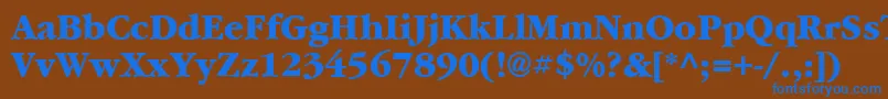 Czcionka Garrymondrian7Extraboldsh – niebieskie czcionki na brązowym tle