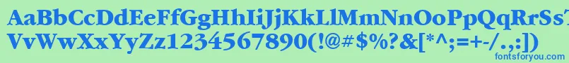 フォントGarrymondrian7Extraboldsh – 青い文字は緑の背景です。