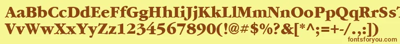 フォントGarrymondrian7Extraboldsh – 茶色の文字が黄色の背景にあります。