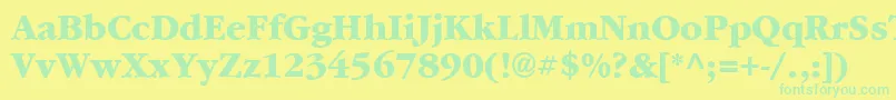 フォントGarrymondrian7Extraboldsh – 黄色い背景に緑の文字