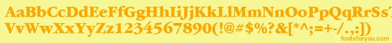 フォントGarrymondrian7Extraboldsh – オレンジの文字が黄色の背景にあります。