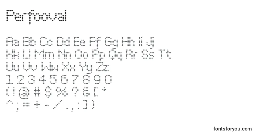 Schriftart Perfooval – Alphabet, Zahlen, spezielle Symbole