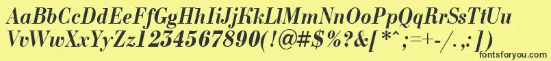 Weitere Informationen zur ABodoninovanrBolditalic-Schriftart ABodoninovanrBolditalic-Schriftart – Schwarze Schriften auf gelbem Hintergrund