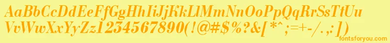 フォントABodoninovanrBolditalic – オレンジの文字が黄色の背景にあります。
