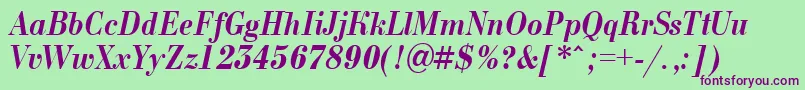 ABodoninovanrBolditalic Font – Purple Fonts on Green Background