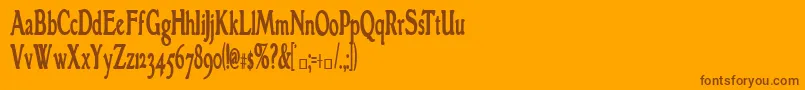 GranthamcondensedBold-fontti – ruskeat fontit oranssilla taustalla
