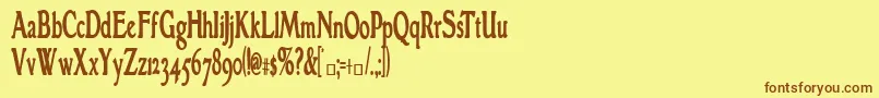 GranthamcondensedBold-fontti – ruskeat fontit keltaisella taustalla
