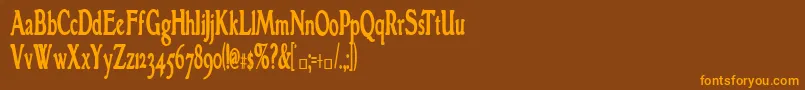 GranthamcondensedBold-fontti – oranssit fontit ruskealla taustalla