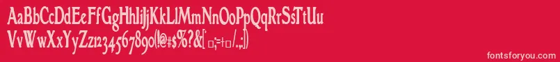 GranthamcondensedBold-fontti – vaaleanpunaiset fontit punaisella taustalla