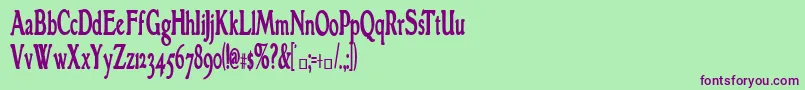 GranthamcondensedBold-fontti – violetit fontit vihreällä taustalla