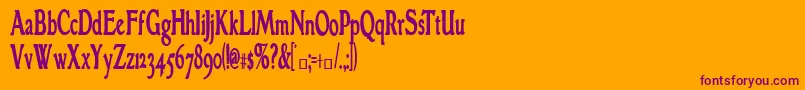 GranthamcondensedBold-fontti – violetit fontit oranssilla taustalla