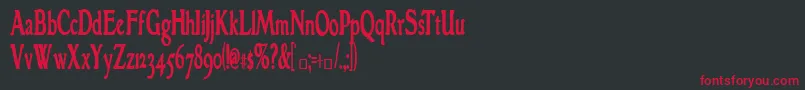 GranthamcondensedBold-fontti – punaiset fontit mustalla taustalla