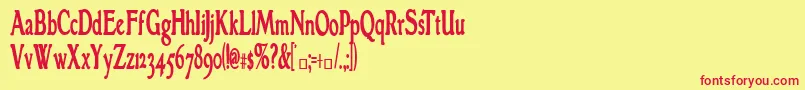 フォントGranthamcondensedBold – 赤い文字の黄色い背景