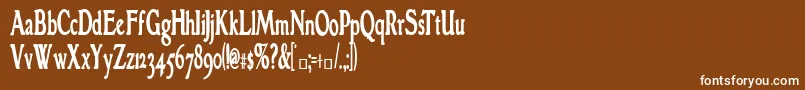 GranthamcondensedBold-fontti – valkoiset fontit ruskealla taustalla