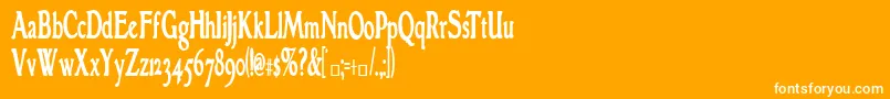 GranthamcondensedBold-fontti – valkoiset fontit oranssilla taustalla