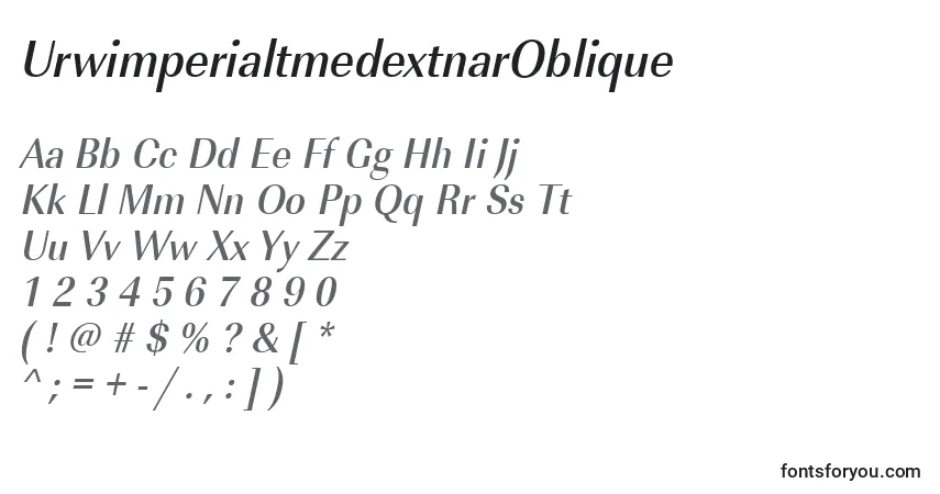 Шрифт UrwimperialtmedextnarOblique – алфавит, цифры, специальные символы