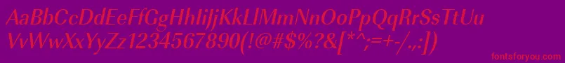 UrwimperialtmedextnarOblique Font – Red Fonts on Purple Background