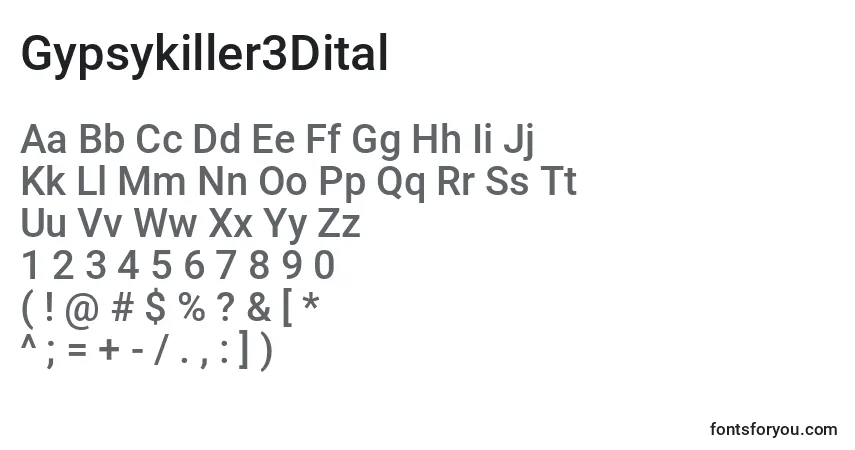 Gypsykiller3Dital Font – alphabet, numbers, special characters