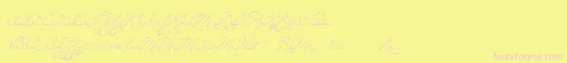 P22dearestswash-Schriftart – Rosa Schriften auf gelbem Hintergrund