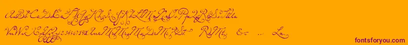 P22dearestswash-Schriftart – Violette Schriften auf orangefarbenem Hintergrund