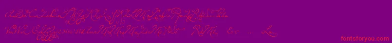 P22dearestswash-Schriftart – Rote Schriften auf violettem Hintergrund