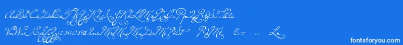 P22dearestswash-Schriftart – Weiße Schriften auf blauem Hintergrund