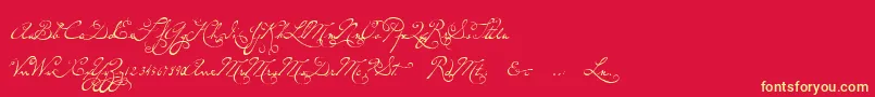 P22dearestswash-Schriftart – Gelbe Schriften auf rotem Hintergrund